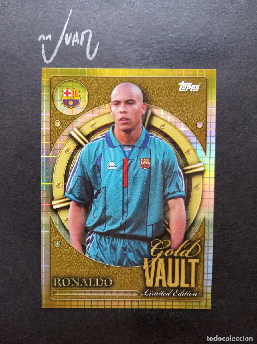 Cromos de f&uacute;tbol: GV 9 LIMITED EDITION GOLD VAULT RONALDO FC BARCELONA BRASI⚽ TOPPS &reg; COLLECTOR TIN 2025 2026 25 26