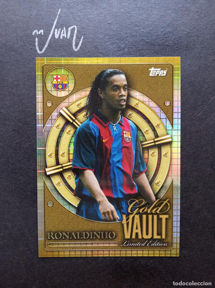 Cromos de f&uacute;tbol: GV 7 LIMITED EDITION GOLD VAULT RONALDINHO BARCELONA BRASIL ⚽ TOPPS &reg; COLLECTOR TIN 2025 2026 25 26