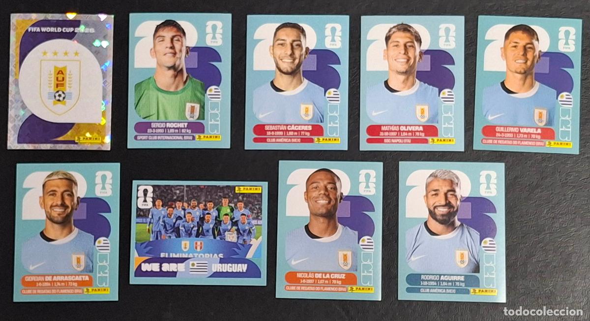Football Stickers: Uruguay URU 9 cromos, Mundial de F&uacute;tbol 2026