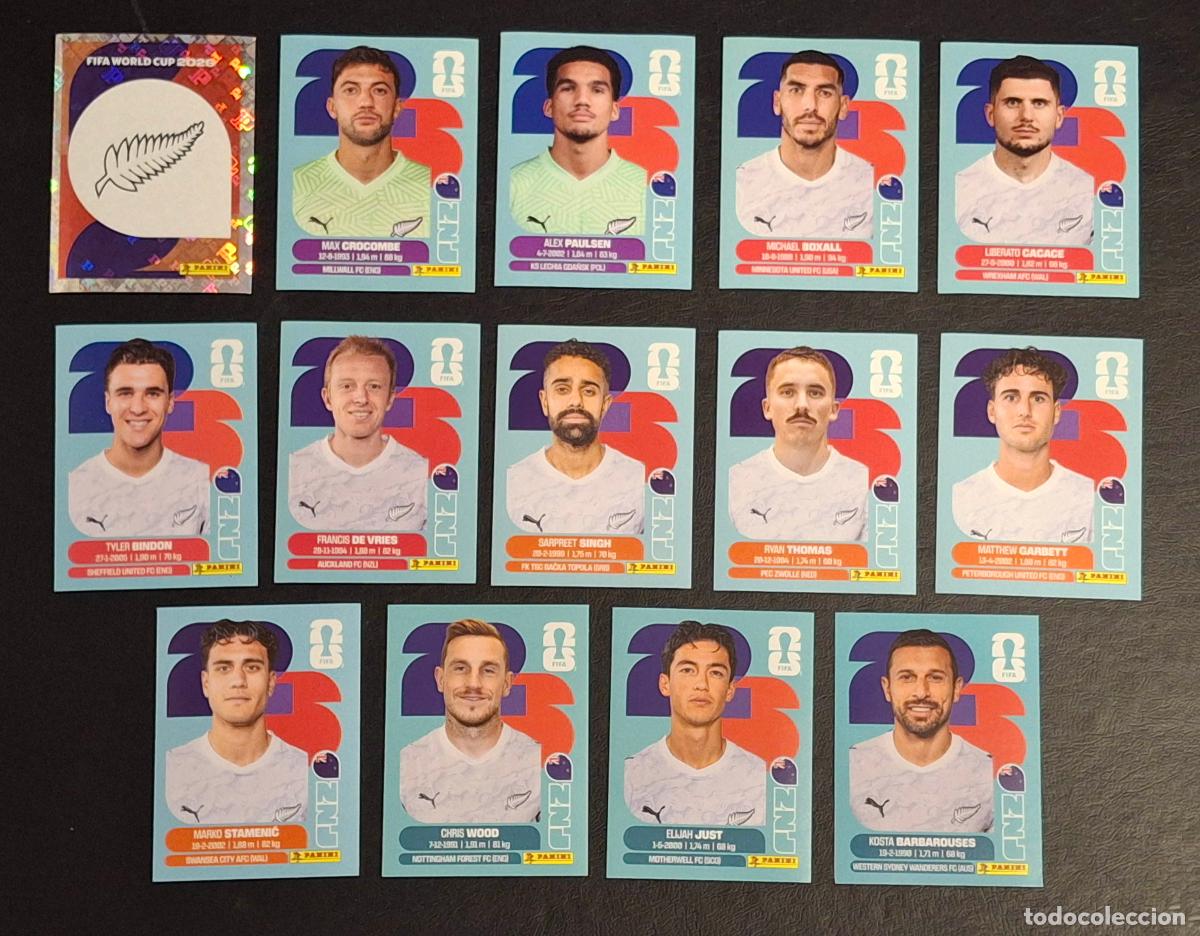 Football Stickers: Nueva Zelanda NZL 14 cromos, Mundial de F&uacute;tbol 2026