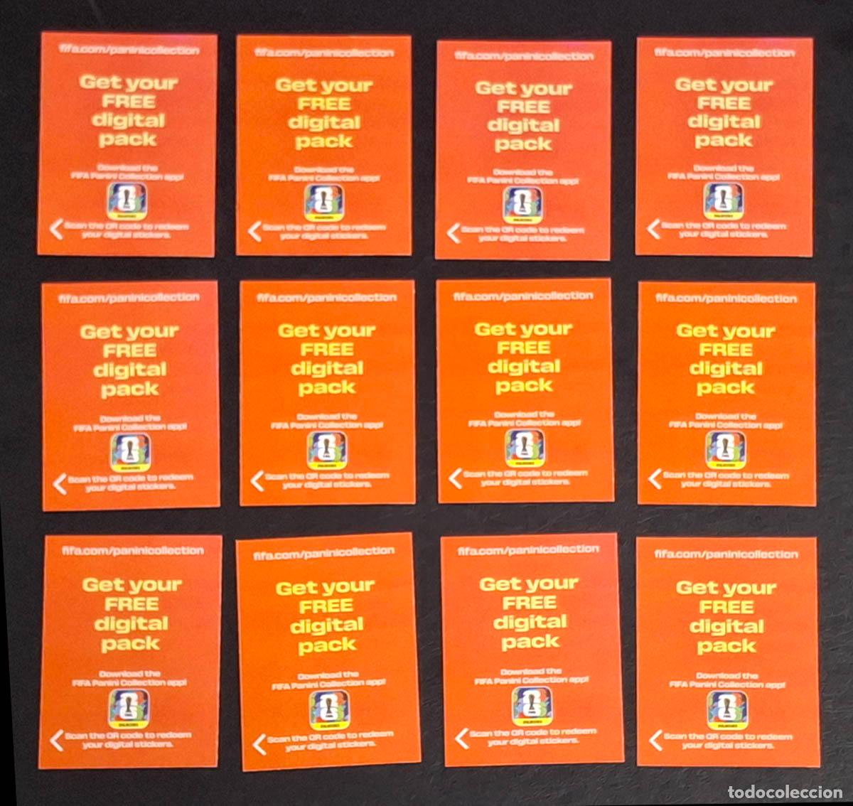 Football Stickers: 12 cromos sin activar Get yur free digital pack del Mundial de F&uacute;tbol 2026, Mundial de F&uacute;tbol 2026