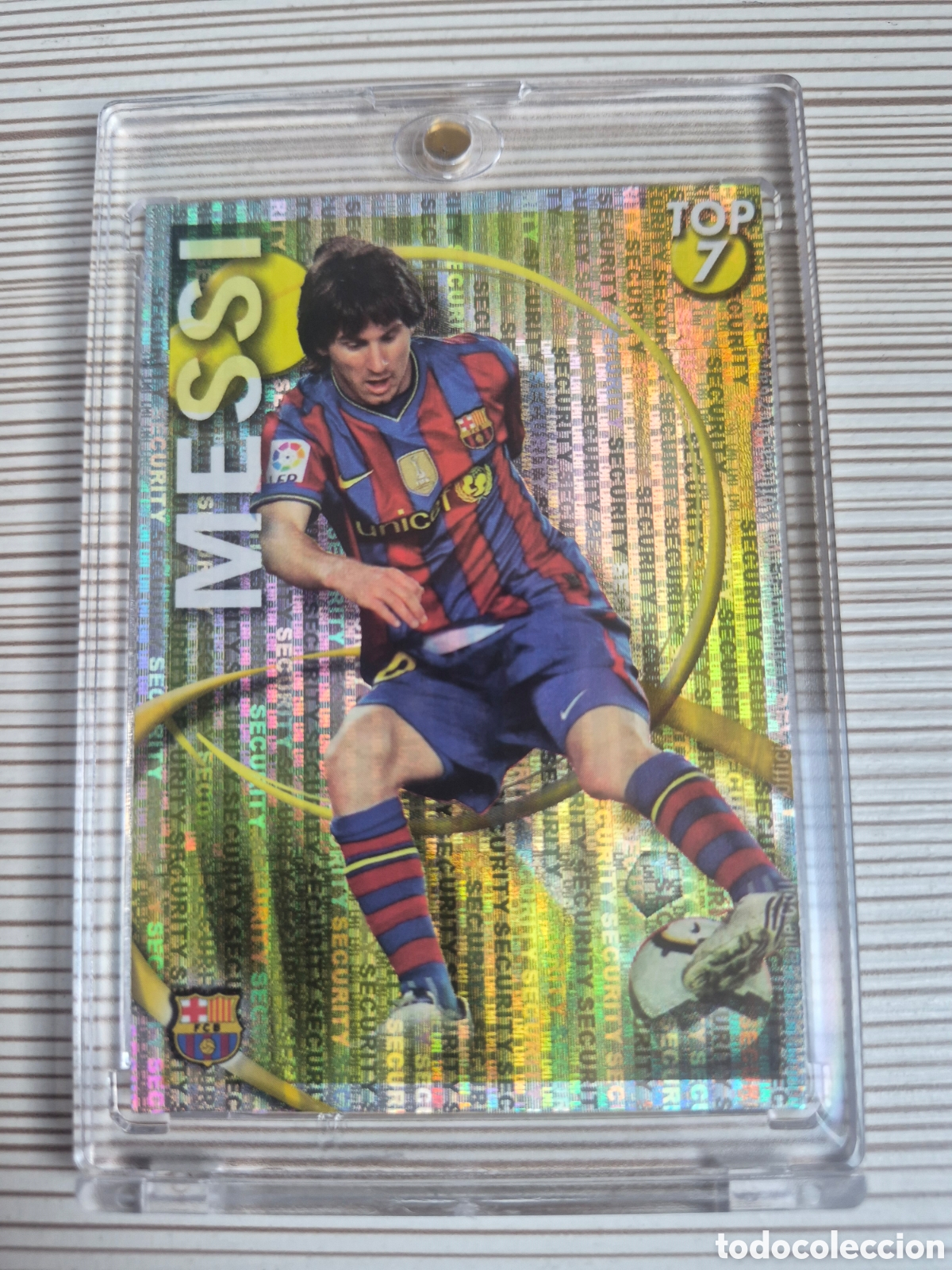 Cromos de f&uacute;tbol: MESSI TOP DORADO SECURITY MUNDICROMO 2010 2011 IMPOLUTO!!