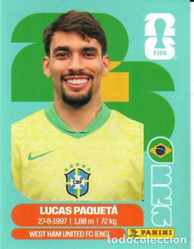 Cromos de f&uacute;tbol: CROMO PANINI MUNDIAL WORLD CUP 2026 - BRA9 BRA 9 - LUCAS PAQUET&Aacute; - BRASIL