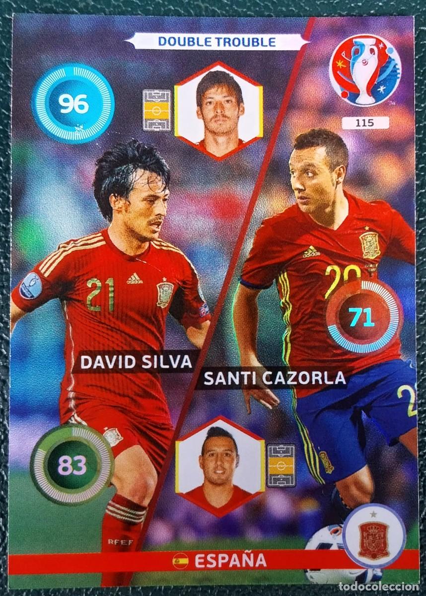 Cromos de f&uacute;tbol: 115 DAVID SILVA / SANTI CAZORLA ESPA&Ntilde;A FICHAS ALBUM ADRENALYN XL EUROCOPA FRANCIA 2016