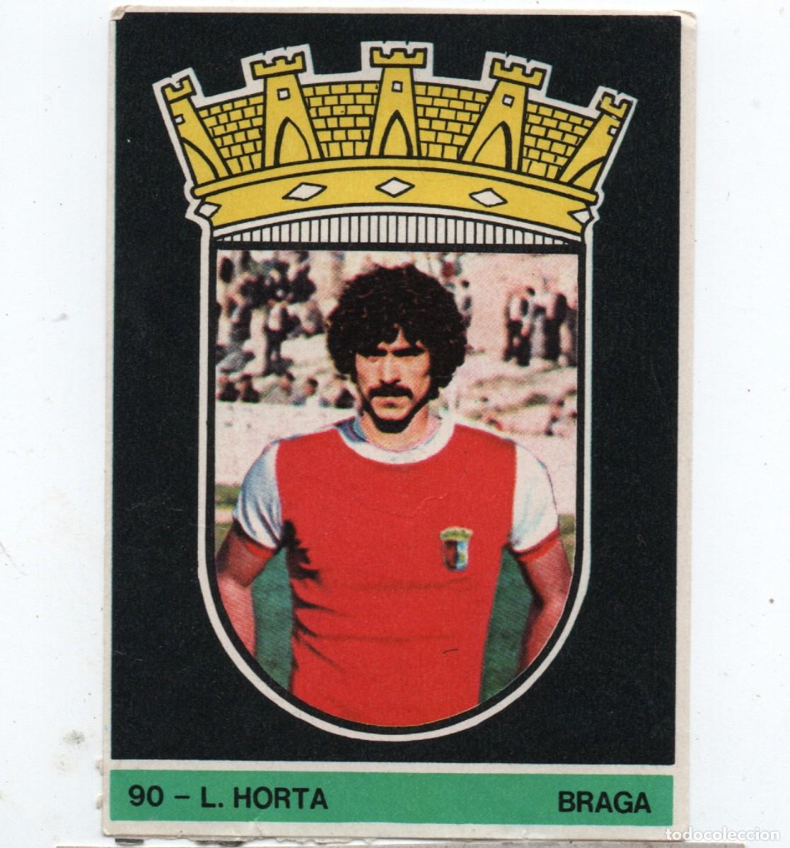 Cromos de f&uacute;tbol: PORTUGAL VINTAGE FOOTBALL STICKER # 90 L. HORTA SPORTING BRAGA, NORMAL CONDITION