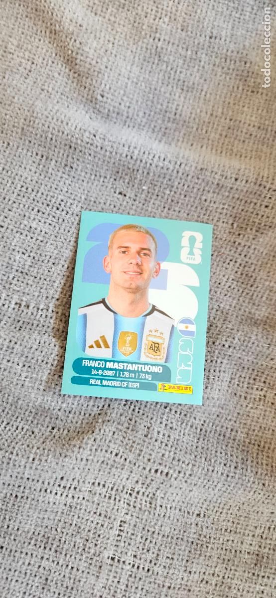 Cartes &agrave; collectionner de Football: Argentina Mastantuono 15 world cup mundial fifa estados unidos, canad&aacute; mexico panini 2026 26 sin peg