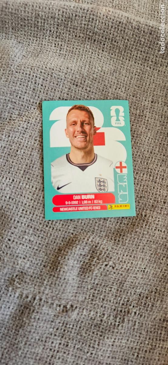 Cromos de f&uacute;tbol: inglaterra Dan Burn 8 world cup mundial fifa estados unidos, canad&aacute; mexico panini 2026 26 sin pegar