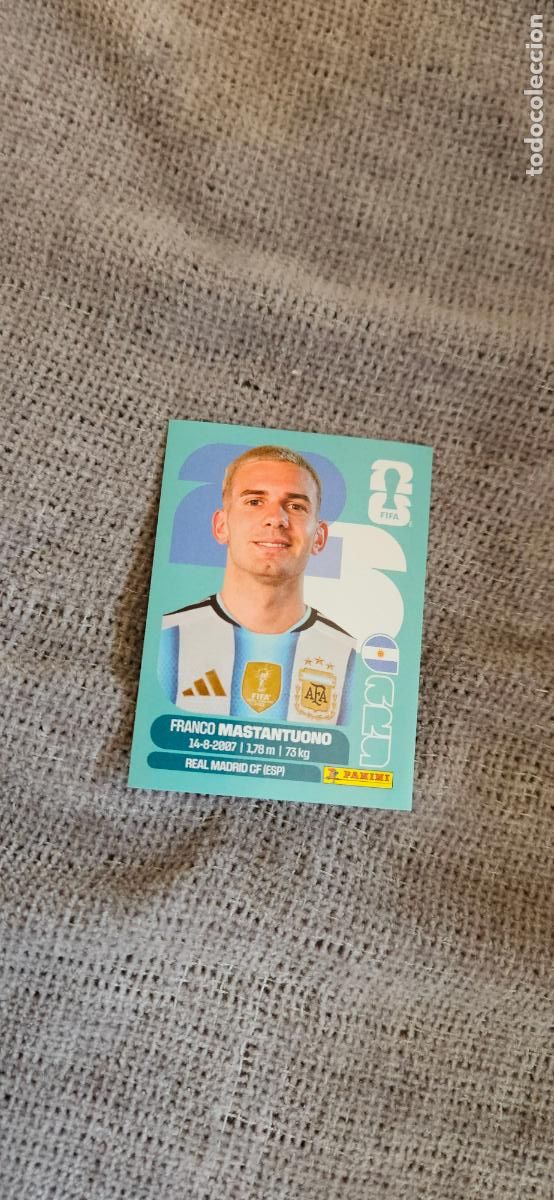 Fu&szlig;ball-Sticker: Argentina Mastantuono 15 world cup mundial fifa estados unidos, canad&aacute; mexico panini 2026 26 sin peg