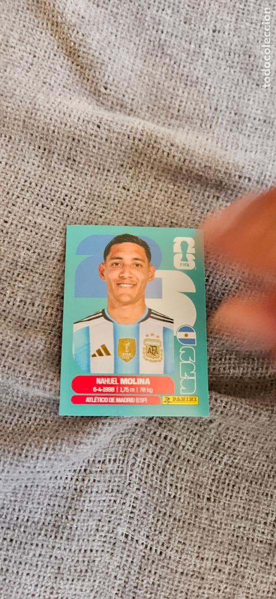 Football Stickers: Argentina Nahuel Molina 3 world cup mundial fifa estados unidos, canad&aacute; mexico panini 2026 26 sin pe
