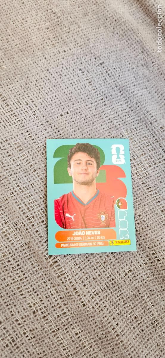 Fu&szlig;ball-Sticker: Portugal Joao Neves 14 world cup mundial fifa estados unidos, canad&aacute; mexico panini 2026 26 sin pegar