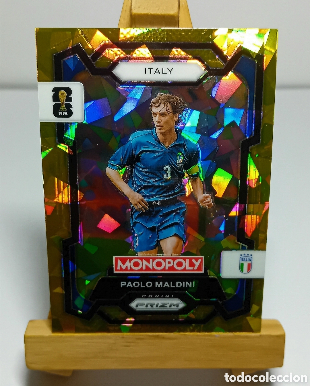 Cromos de f&uacute;tbol: PAOLO MALDINI 2026 ITALIA MONOPOLY GOLD CRACKED ICE PRIZM PANINI.