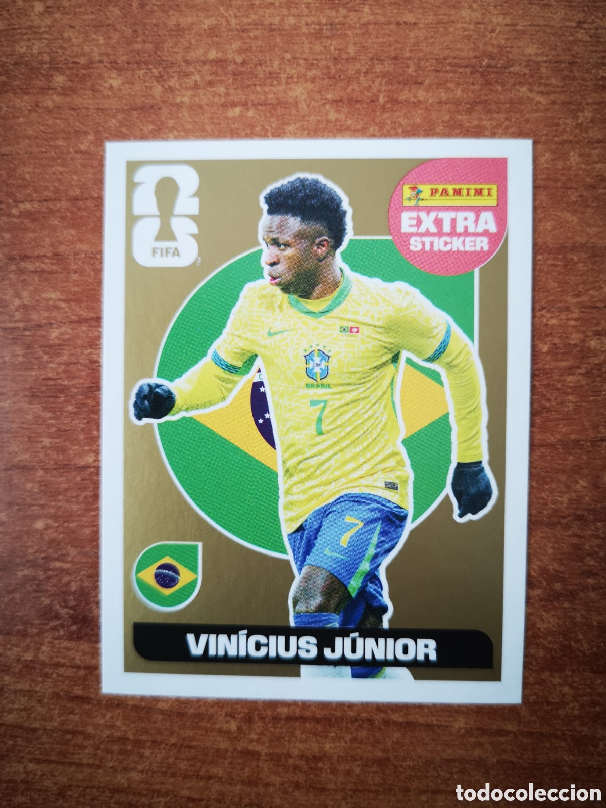 Cromos de f&uacute;tbol: Vinicius Junior cromo extra oro Panini mundial 2026
