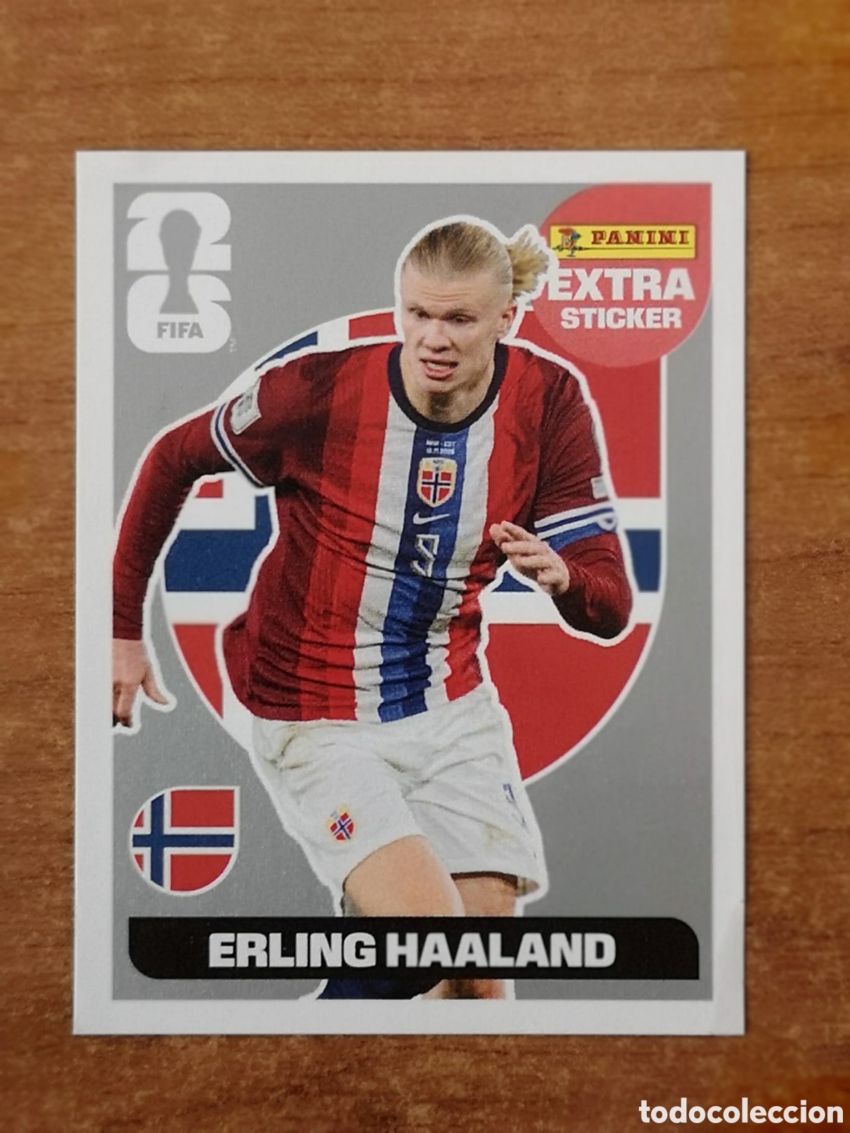 Cromos de f&uacute;tbol: Earling Haaland cromo extra plata Panini mundial 2026