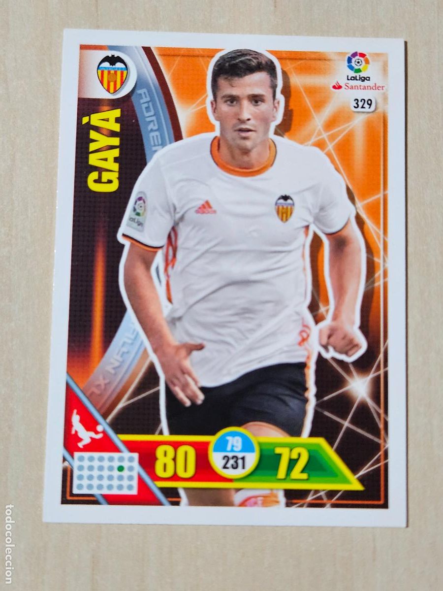 Cromos de f&uacute;tbol: FICHA N&ordm; 329 GAYA - ADRENALYN 16 17 - PANINI 2016 - 17 - CROMO - VALENCIA