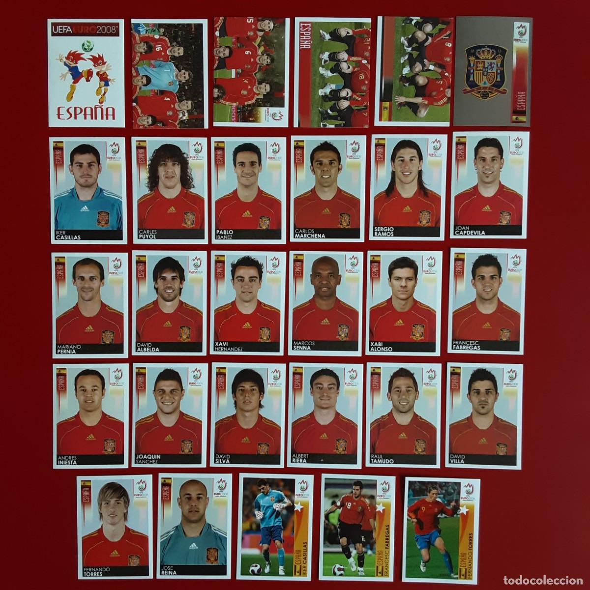 Cromos de f&uacute;tbol: SELECCION COMPLETA ESPA&Ntilde;A EURO 2008 PANINI STICKERS-NUNCA PEGADO-CAMPEONA EUROPA