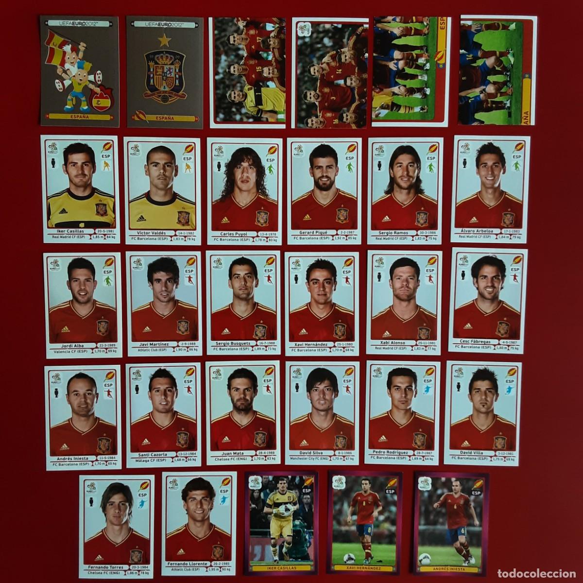 Cromos de f&uacute;tbol: SELECCION COMPLETA ESPA&Ntilde;A EURO 2012 PANINI-NUNCA PEGADO-CAMPEONA EUROPA-VERSION INTERNACIONAL