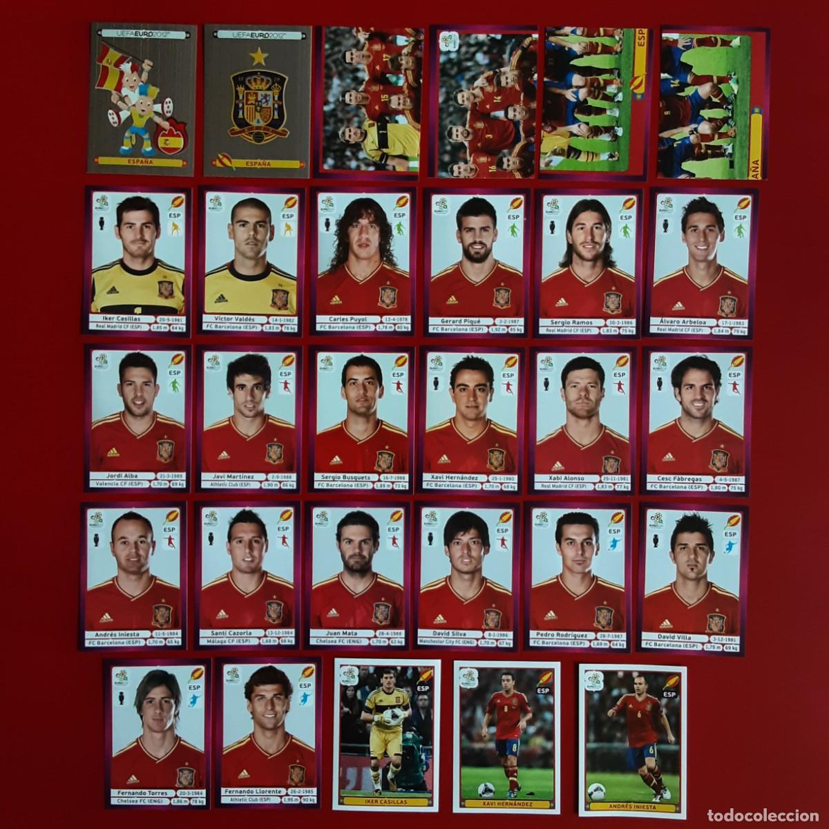 Cromos de f&uacute;tbol: SELECCION COMPLETA ESPA&Ntilde;A EURO 2012 PANINI-NUNCA PEGADO-CAMPEONA EUROPA-VERSION ALEMANA