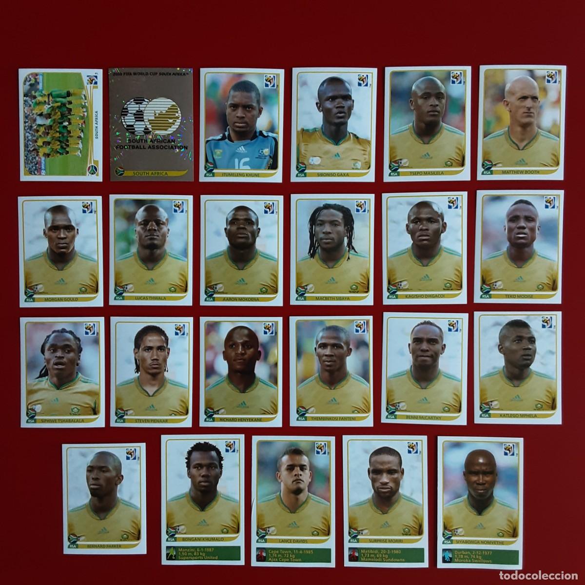 Cromos de f&uacute;tbol: SELECCION COMPLETA SUDAFRICA MUNDIAL SUDAFRICA 2010 PANINI-NUNCA PEGADO-INCLUYE ACTUALIZACION