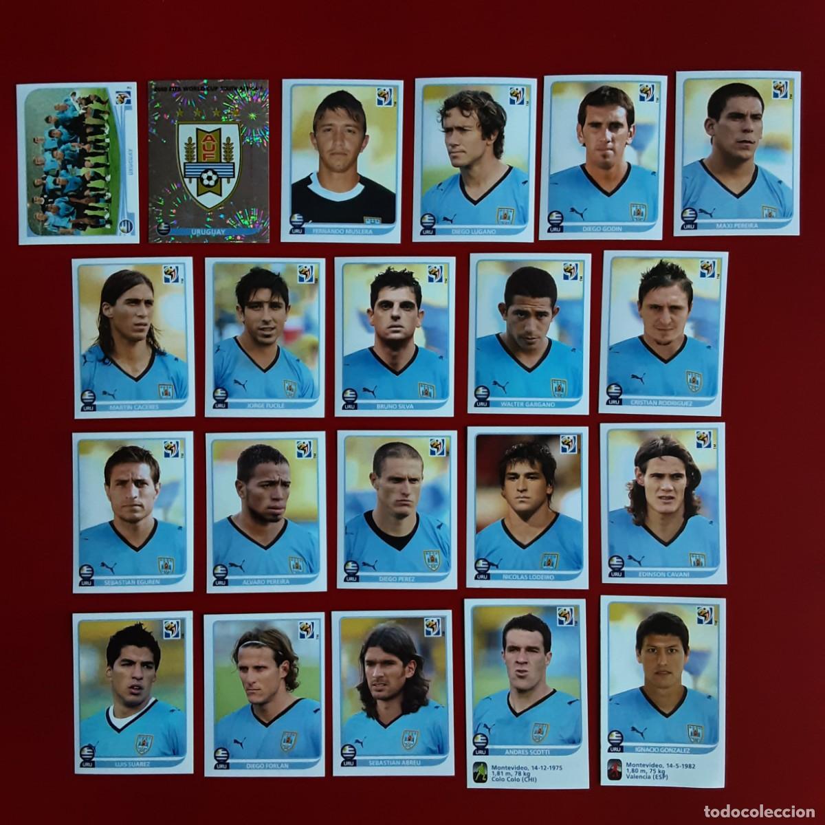 Cromos de f&uacute;tbol: SELECCION COMPLETA URUGUAY MUNDIAL SUDAFRICA 2010 PANINI-NUNCA PEGADO-INCLUYE ACTUALIZACION