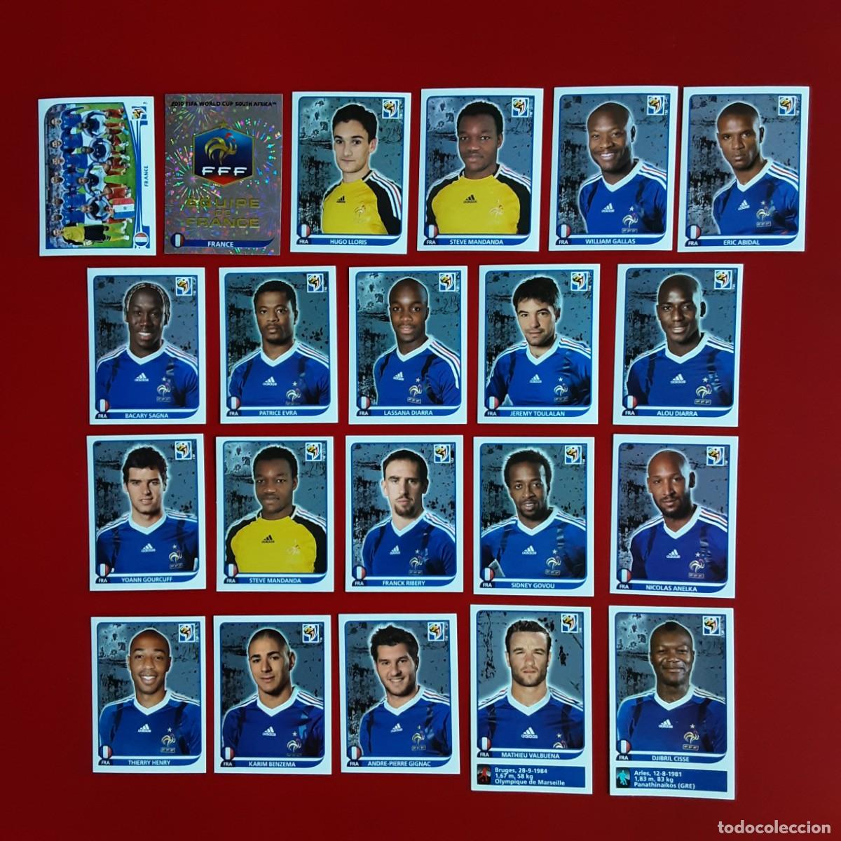 Cromos de f&uacute;tbol: SELECCION COMPLETA FRANCIA MUNDIAL SUDAFRICA 2010 PANINI-NUNCA PEGADO-INCLUYE ACTUALIZACION