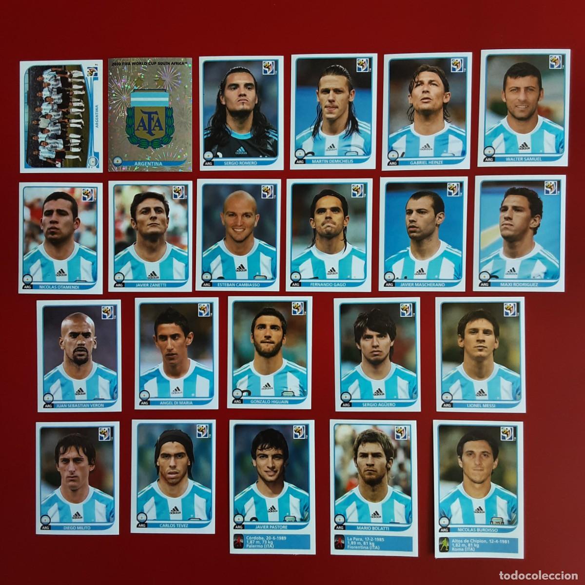 Cromos de f&uacute;tbol: SELECCION COMPLETA ARGENTINA MUNDIAL SUDAFRICA 2010 PANINI-NUNCA PEGADO-INCLUYE ACTUALIZACION-MESSI