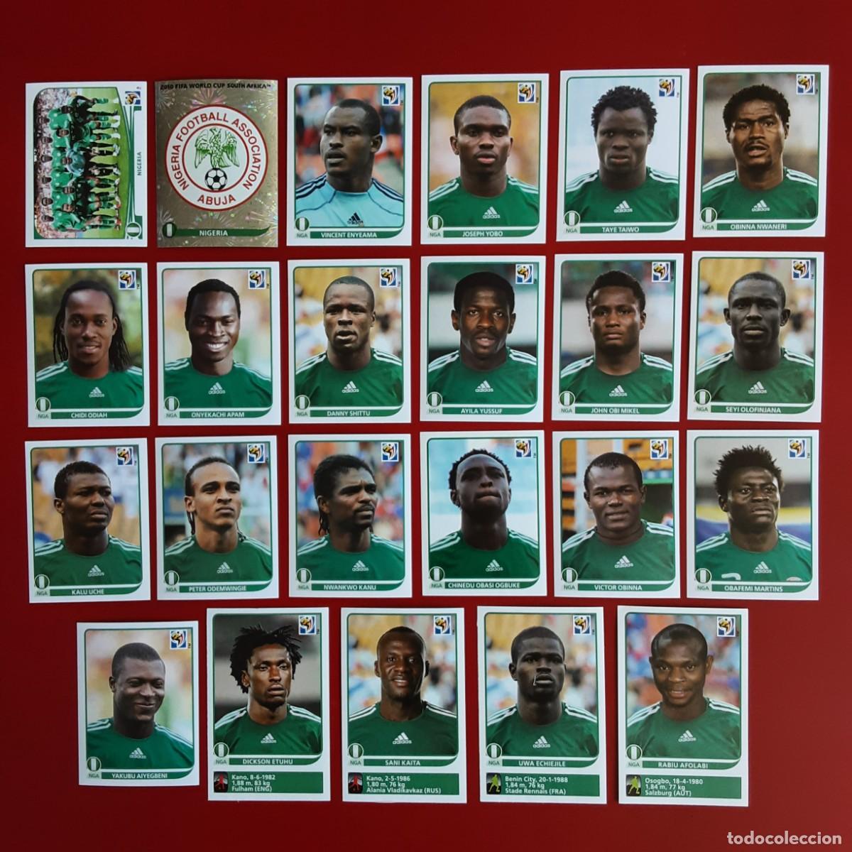 Cromos de f&uacute;tbol: SELECCION COMPLETA NIGERIA MUNDIAL SUDAFRICA 2010 PANINI-NUNCA PEGADO-INCLUYE ACTUALIZACION-