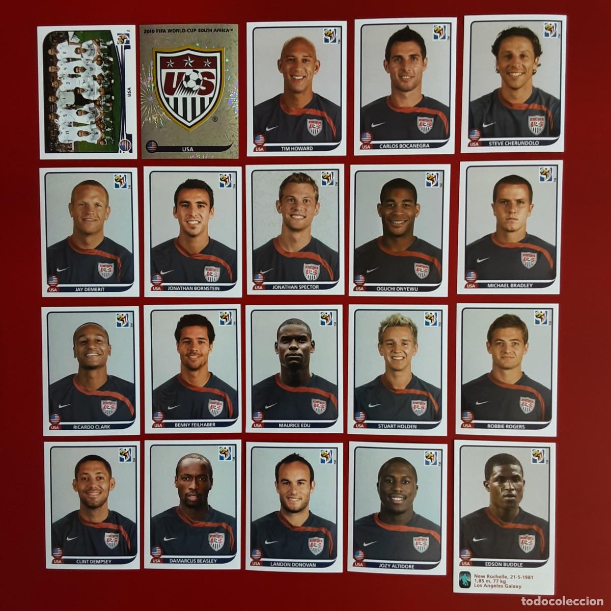 Cromos de f&uacute;tbol: SELECCION COMPLETA USA MUNDIAL SUDAFRICA 2010 PANINI-NUNCA PEGADO-INCLUYE ACTUALIZACION-