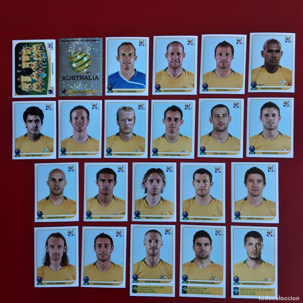 Cromos de f&uacute;tbol: SELECCION COMPLETA AUSTRALIA MUNDIAL SUDAFRICA 2010 PANINI-NUNCA PEGADO-INCLUYE ACTUALIZACION-KROOS