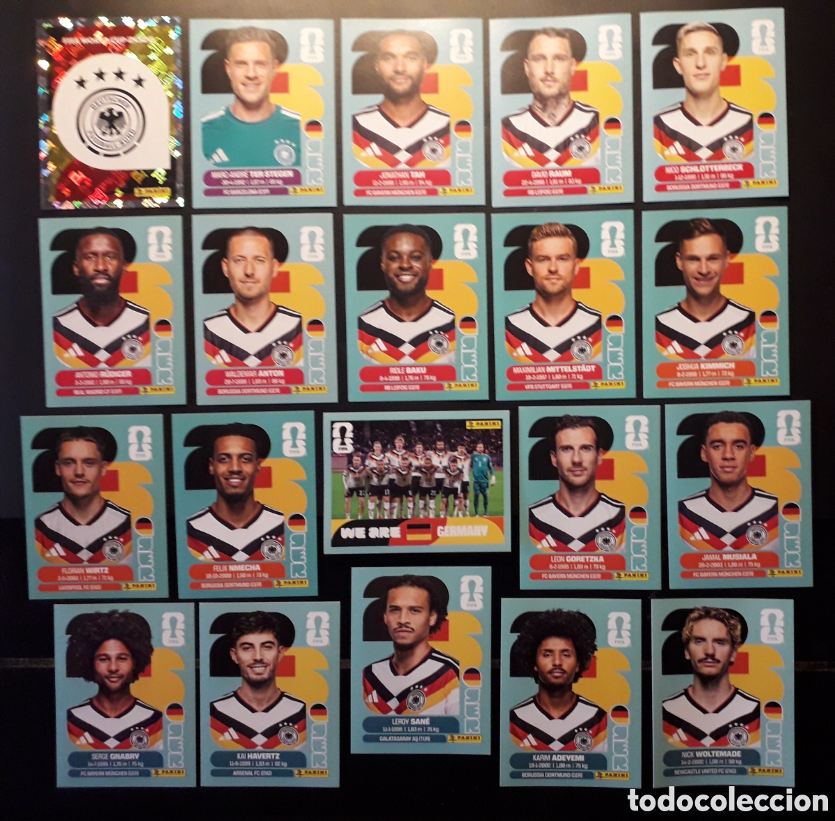 Cromos de f&uacute;tbol: 20 CROMOS ALEMANIA, EQUIPO COMPLETO MUNDIAL F&Uacute;TBOL 2026 FIFA WORLD CUP PANINI SIN PEGAR