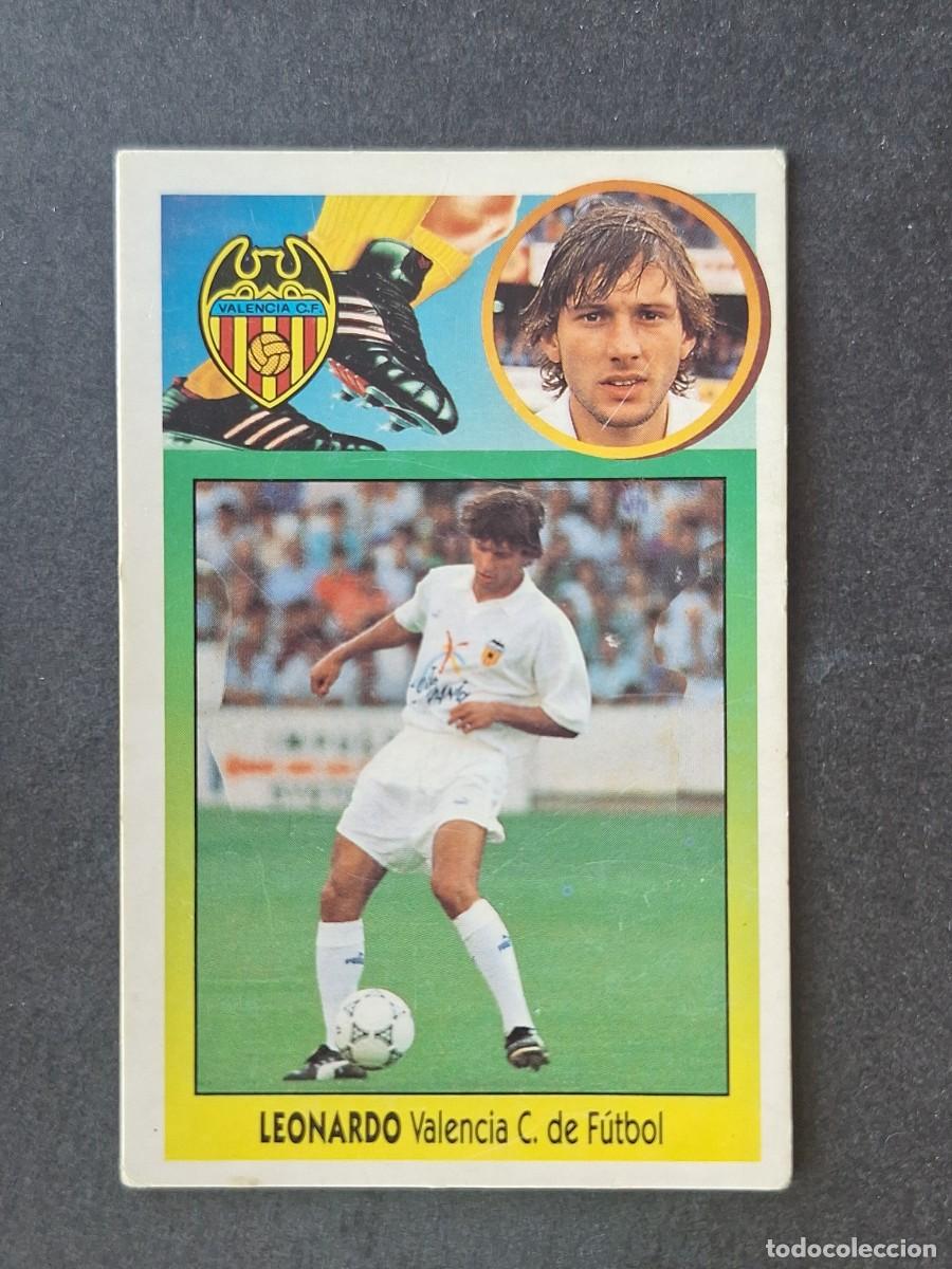 Cromos de f&uacute;tbol: L3 LEONARDO VALENCIA C. F. LIGA ESTE 1993 1994 93 94 CARTON NUNCA PEGADO SIN PEGAR