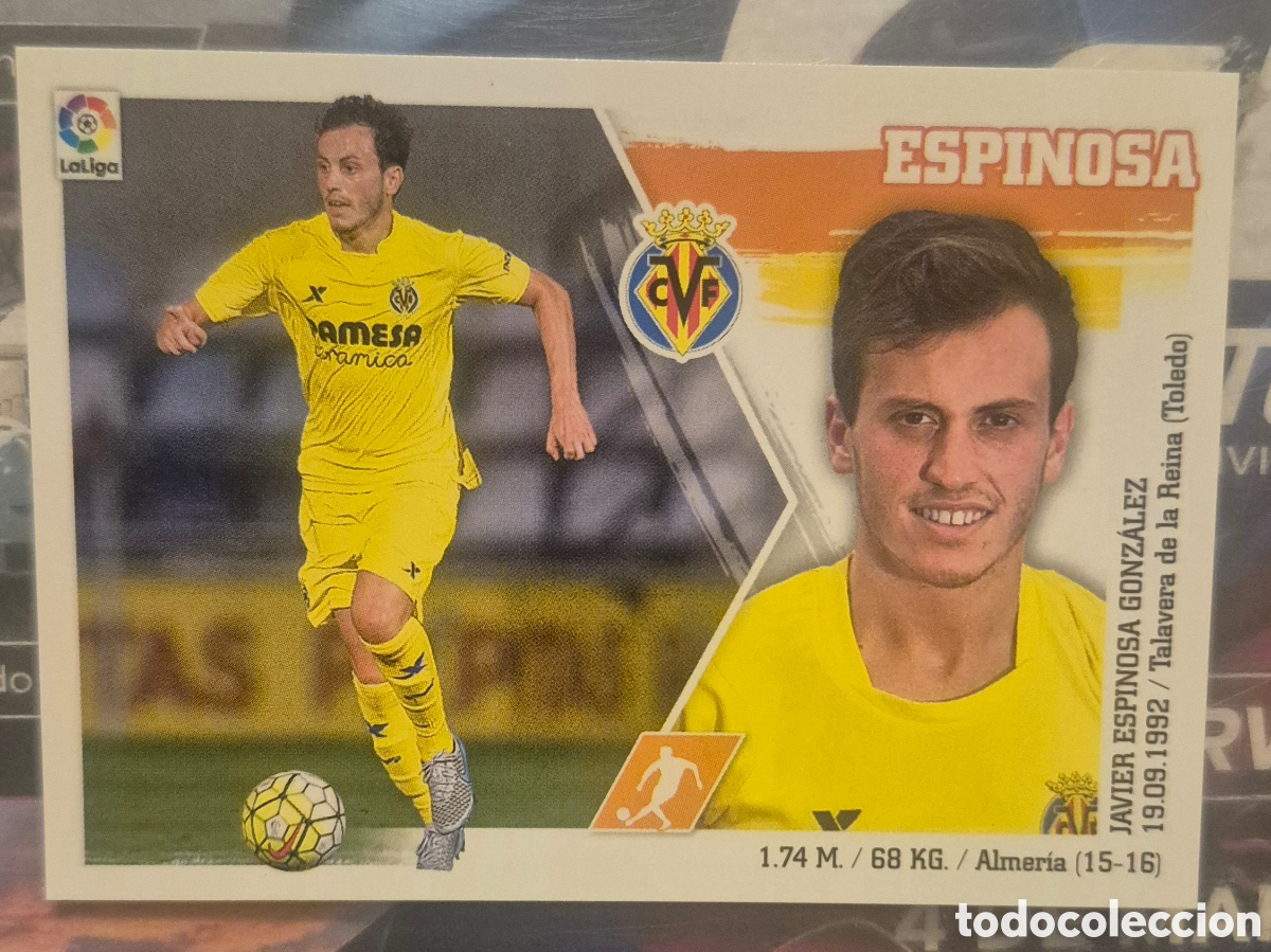Cromos de f&uacute;tbol: ESPINOSA VILLARREAL LIGA ESTE 2015/16 15 16 NUEVO SIN PEGAR