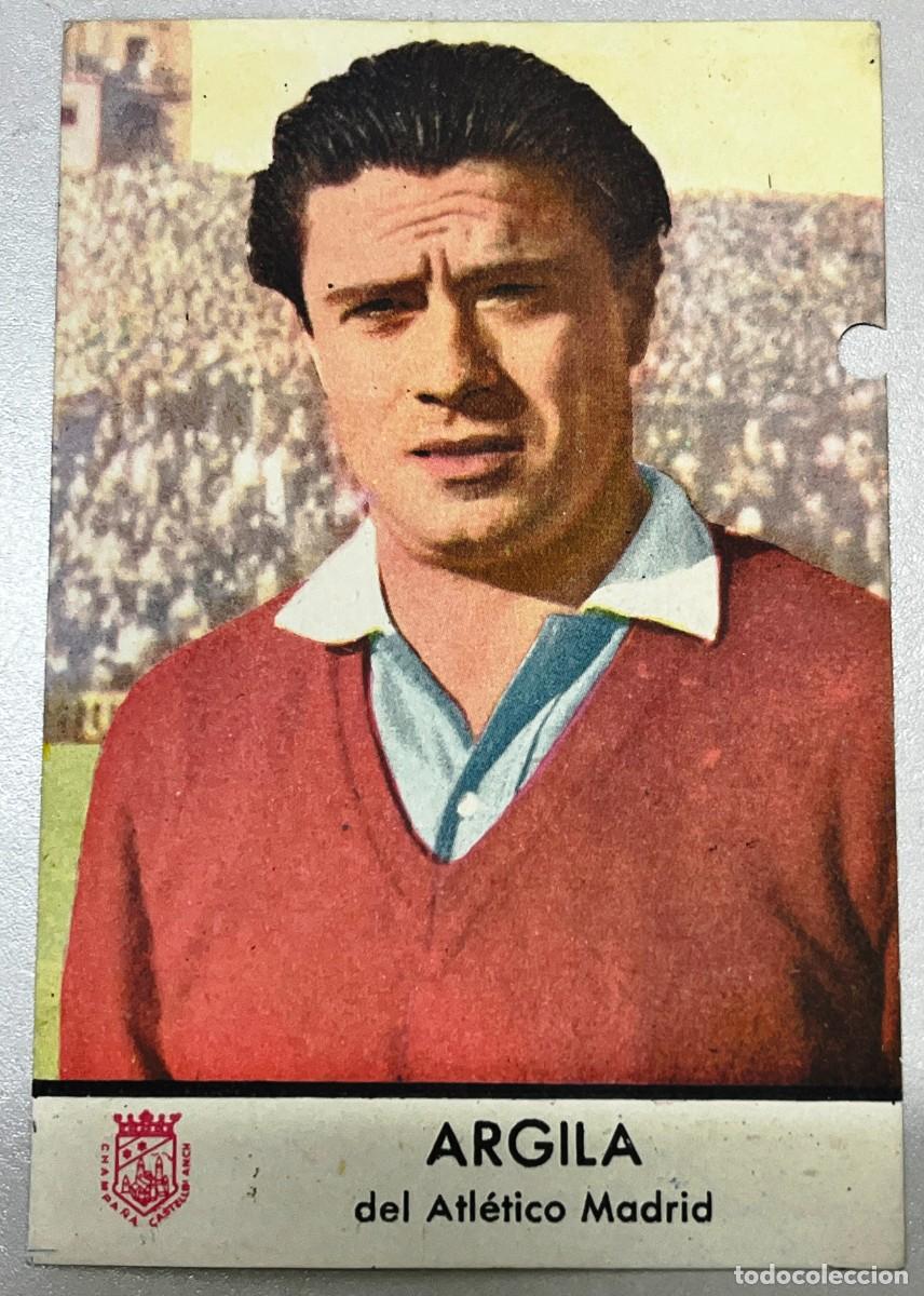 Cromos de f&uacute;tbol: CROMO DEL ATLETICO DE MADRID JUGADOR PORTERO ARGILA, FUTBOL, CON PUBLICIDAD, Champagne Castellblanch