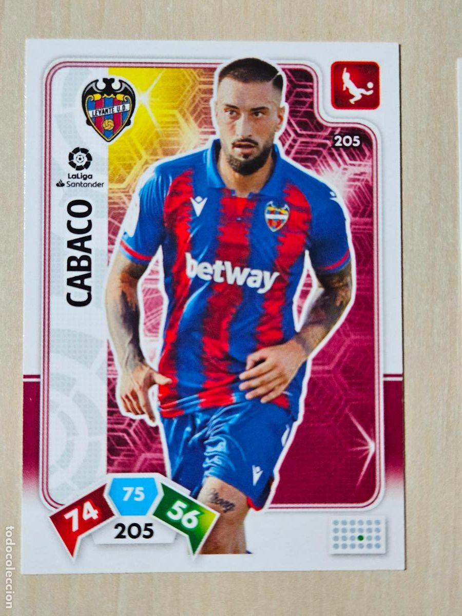 Cromos de f&uacute;tbol: FICHA N&ordm; 205 CABACO - ADRENALYN 19 20 - PANINI 2019 - 20 - CROMO - LEVANTE