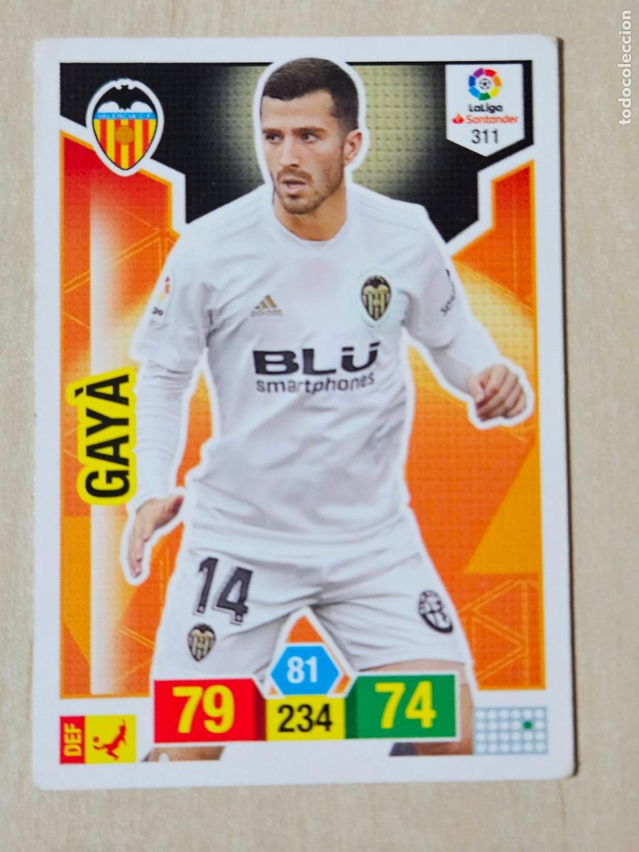 Football Stickers: FICHA N&ordm; 311 GAYA - ADRENALYN 18 19 - PANINI 2018 - 19 - CROMO - VALENCIA