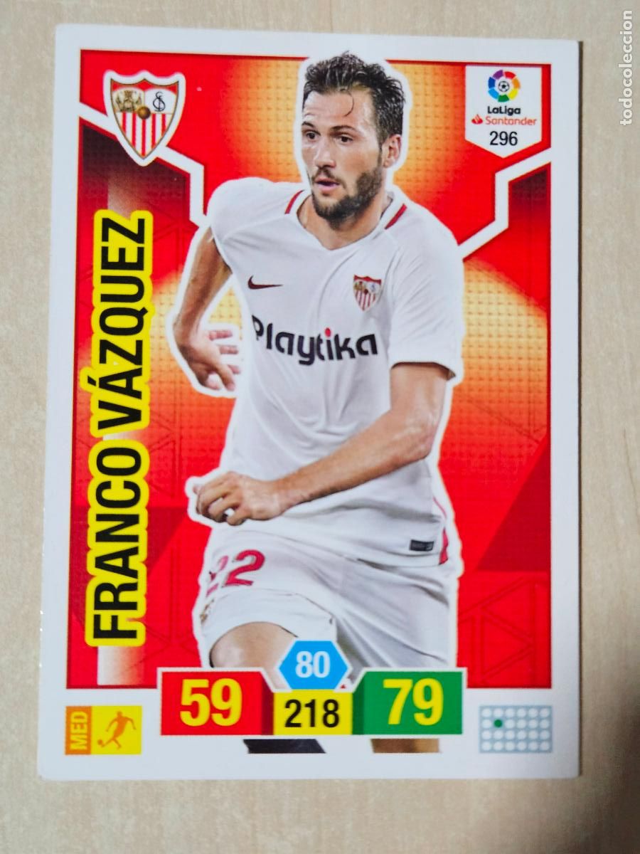 Cromos de f&uacute;tbol: FICHA N&ordm; 296 FRANCO VAZQUEZ - ADRENALYN 18 19 - PANINI 2018 - 19 - CROMO - SEVILLA