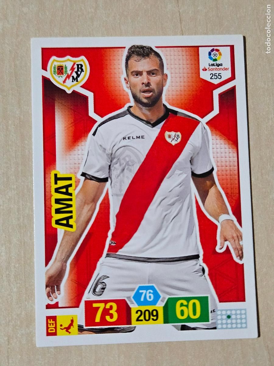 Cromos de f&uacute;tbol: FICHA N&ordm; 255 AMAT - ADRENALYN 18 19 - PANINI 2018 - 19 - CROMO - RAYO VALLECANO
