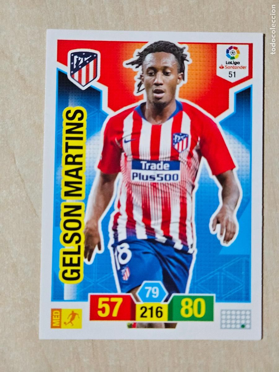 Cromos de f&uacute;tbol: FICHA N&ordm; 51 GELSON MARTINS - ADRENALYN 18 19 - PANINI 2018 - 19 - CROMO - ATLETICO DE MADRID