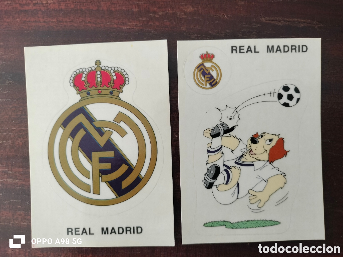 Cromos de f&uacute;tbol: Cromos 181 y 197 escudo y mascota Real Madrid Panini liga temporada 94 95 1994 1995