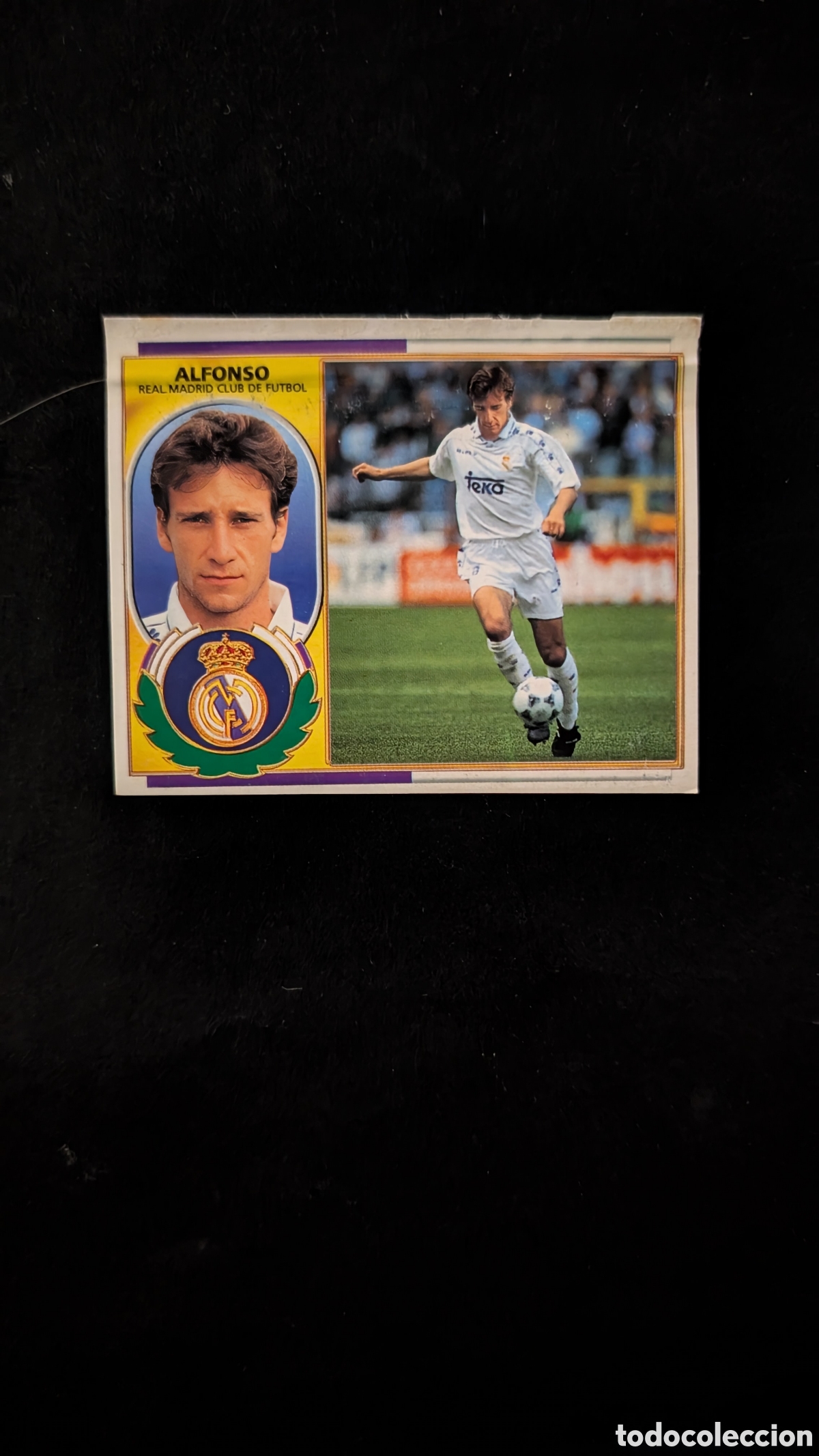 Cartes &agrave; collectionner de Football: ALFONSO REAL MADRID VERSION BAJA LIGA ESTE 1996/97 96 97 VENTANILLA CONSERVA TRASERA