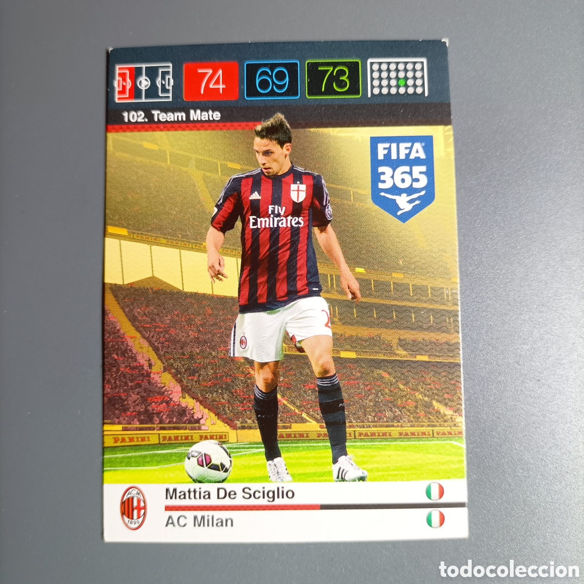 Cromos de f&uacute;tbol: CARD ADRENALYN XL FIFA 365 PANINI 2016 (AC MILAN) №102 MATTIA DE SCIGLIO