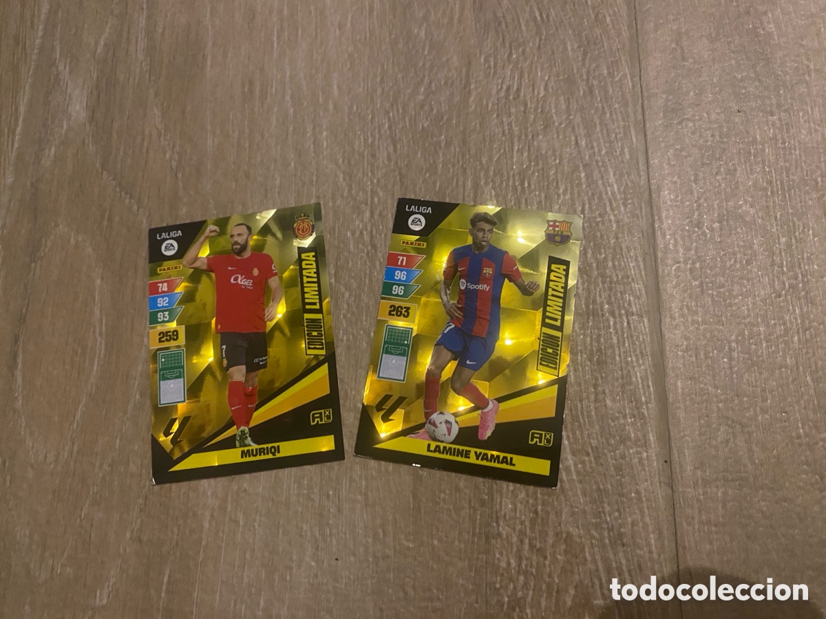 Cromos de f&uacute;tbol: Card cromo Adrenalyn XL Liga 2023 2024 23 24 Lamine Yamal y Muriqi edici&oacute;n limitada