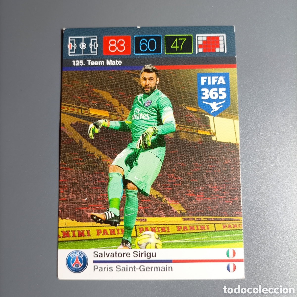Football Stickers: CARD ADRENALYN XL FIFA 365 PANINI 2016 (PARIS SAINT-GERMAIN) №125 SALVATORE SIRIGU
