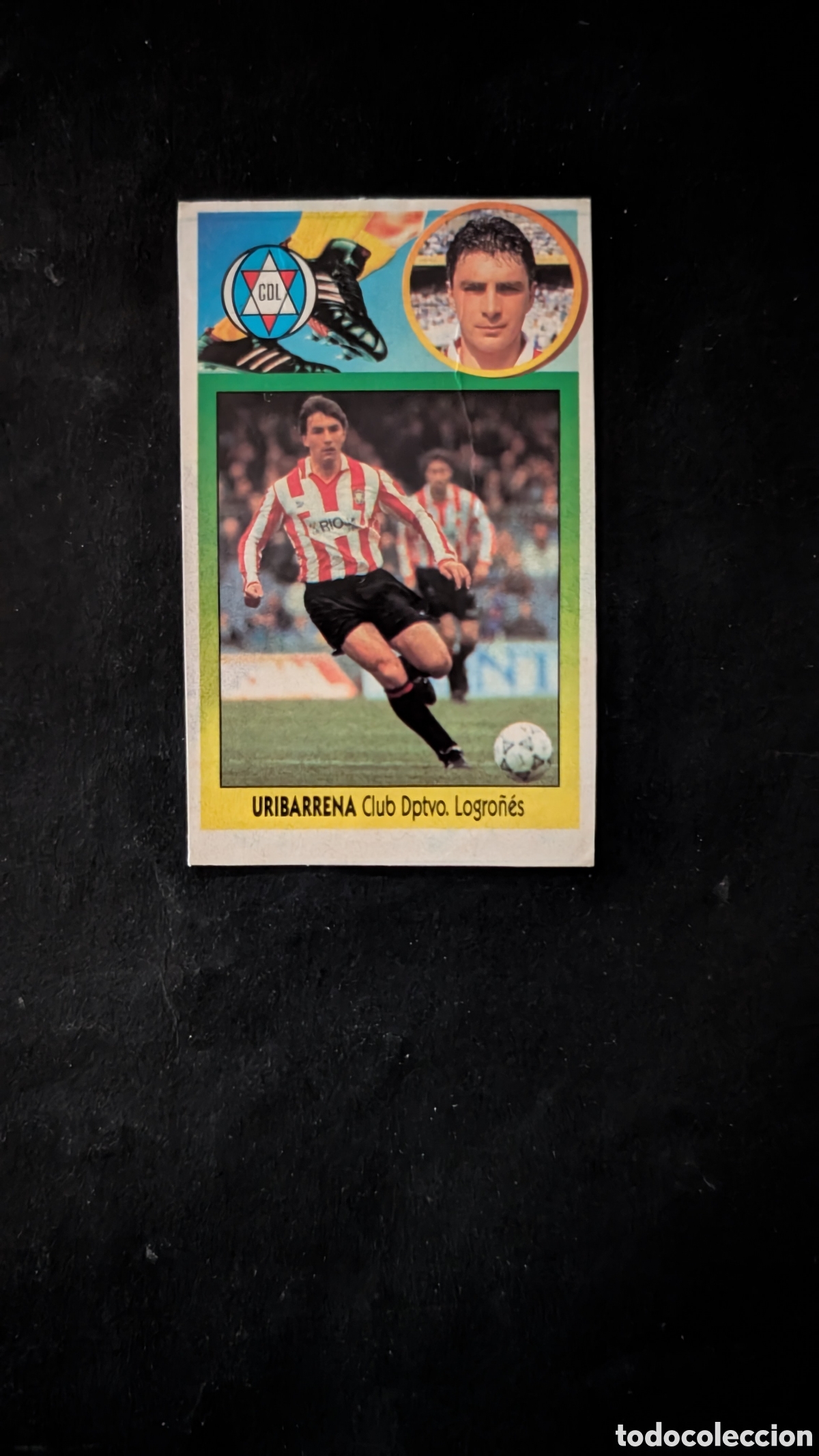 Figurine di Calcio: URIBARRENA LOGRO&Ntilde;ES BAJA LIGA ESTE 1993/94 93 94 ADHESIVO RECORTADO