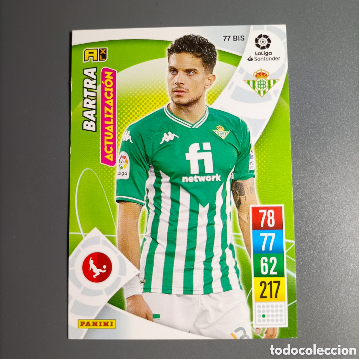 Cromos de f&uacute;tbol: ADRENALYN. LIGA 2021-2022 (BETIS) №77 BIS. BARTRA / ACTUALIZACI&Oacute;N