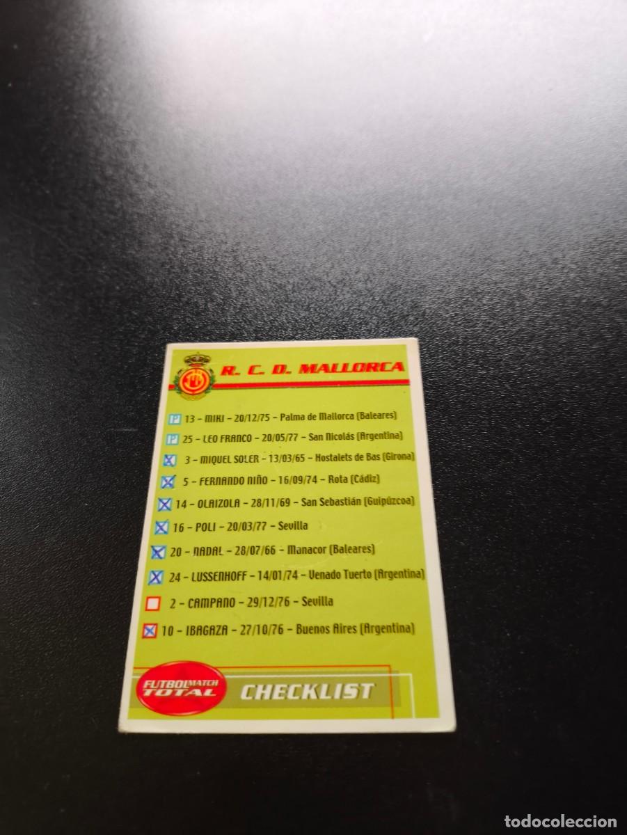 Cromos de f&uacute;tbol: INDICE CHECKLIST MALLORCA FUTBOL MATCH TOTAL LIGA 2002 2003 02 03 NO PANINI ESTE ADRENALYN