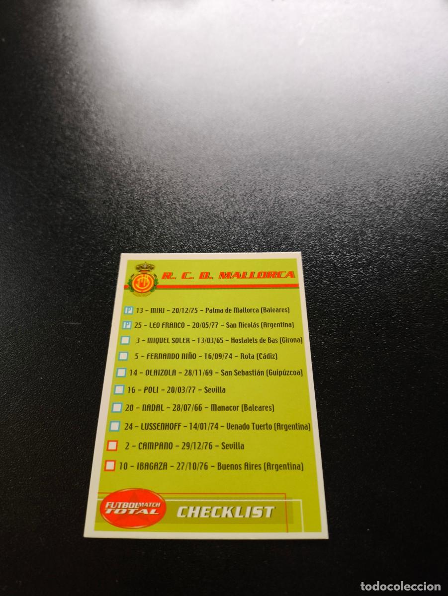 Cromos de f&uacute;tbol: INDICE CHECKLIST MALLORCA FUTBOL MATCH TOTAL LIGA 2002 2003 02 03 NO PANINI ESTE ADRENALYN