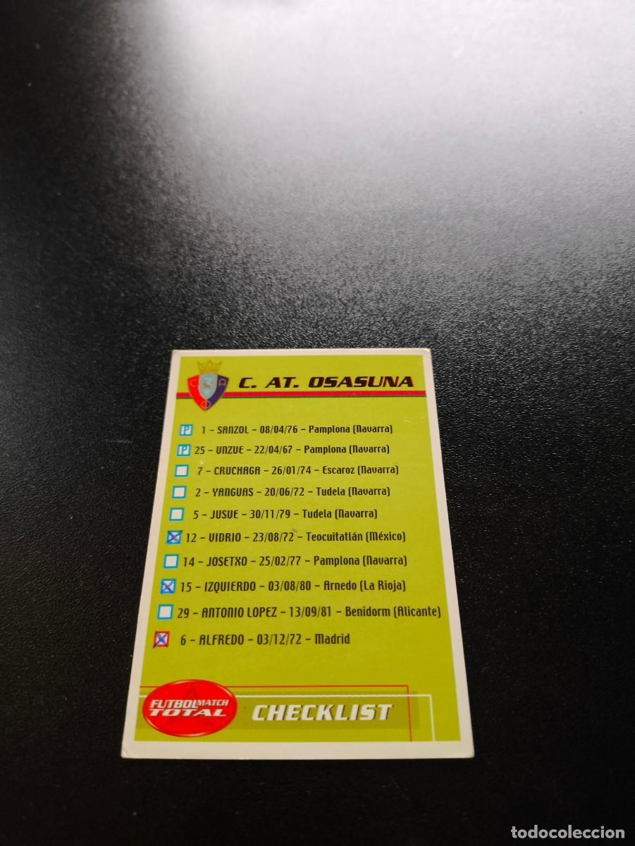 Cromos de f&uacute;tbol: INDICE CHECKLIST OSASUNA FUTBOL MATCH TOTAL LIGA 2002 2003 02 03 NO PANINI ESTE ADRENALYN
