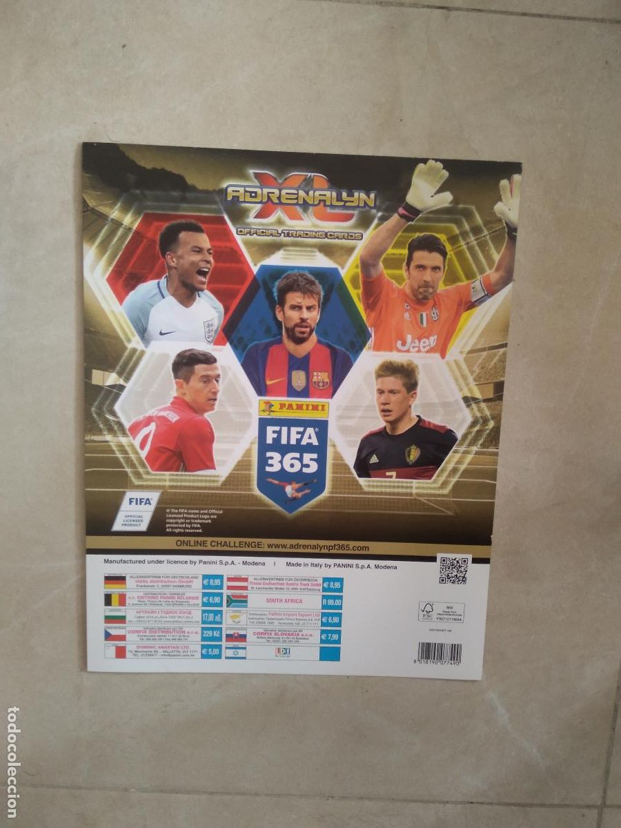 Cromos de f&uacute;tbol: CONTRAPORTADA CROMO FUTBOL PANINI FIFA 365 16-17 ADRENALYN 2016-2017 PIQUE BUFFON LEWANDOWSKI