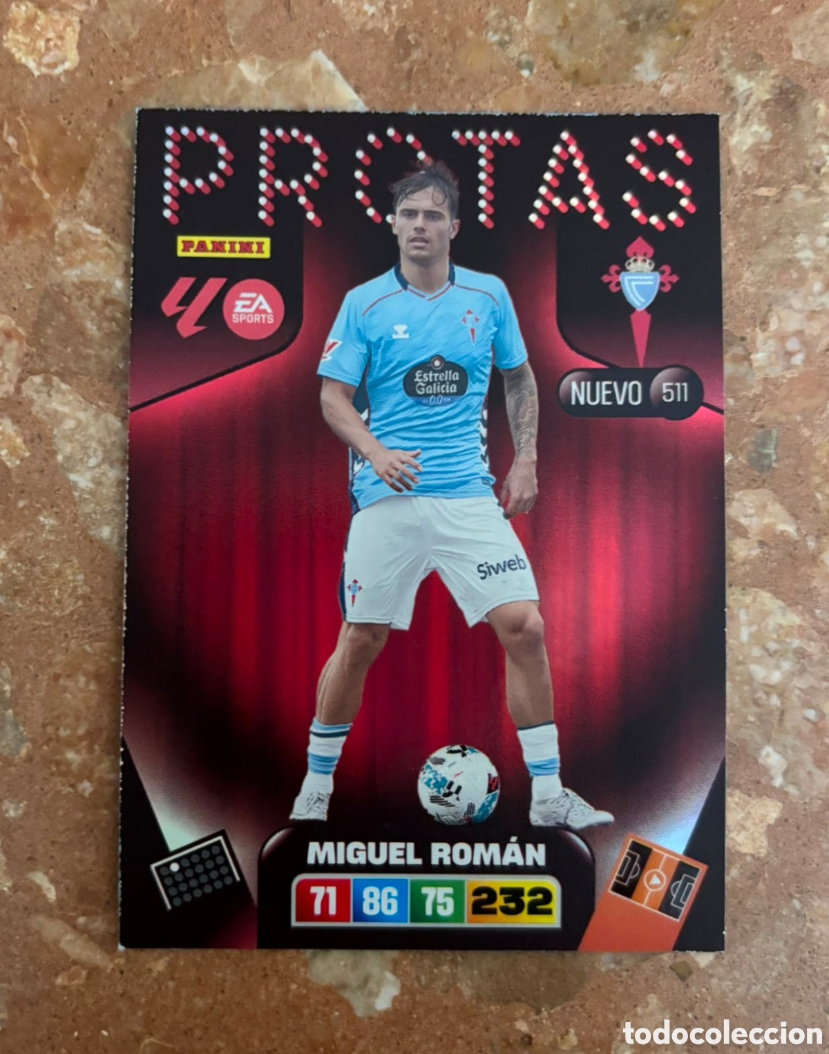 Cromos de f&uacute;tbol: ADRENALYN XL 2025 2026 / 25 26 NUEVO PROTAS 511 MIGUEL ROM&Aacute;N - CELTA
