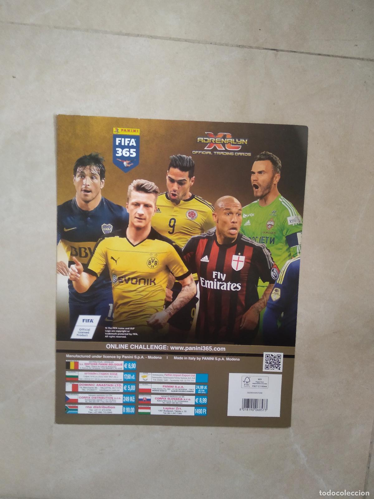 Cromos de f&uacute;tbol: CONTRAPORTADA CROMO FUTBOL PANINI FIFA 365 15-16 ADRENALYN 2015-2016 FALCAO REUS Akinfeev DE JONG?